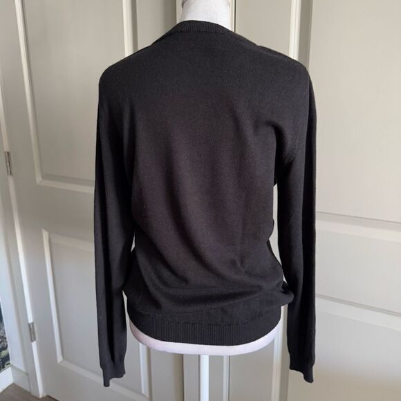 Moschino Boutique Black Silk and Cashmere Sweater with Pink Bow Detail Size S - Picture 4 of 7